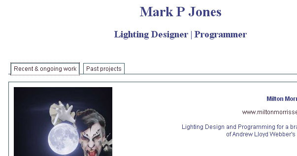 mark2 Projects page screenshot