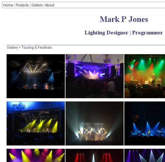 markpjones.co.uk Gallery page screenshot